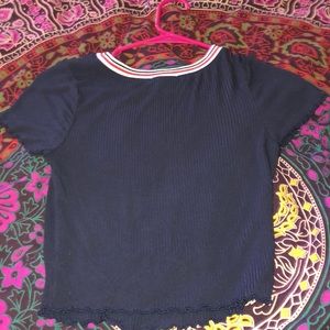 Cropped Ripped Navy Crop Top